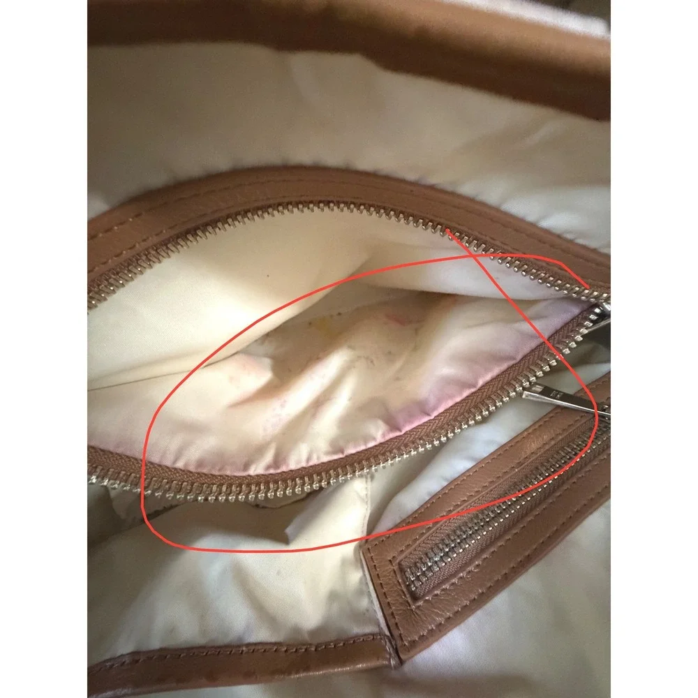 Mina Baie Stevie Tan Pebbled Leather Backpack Diaper Bag Gold Hardware